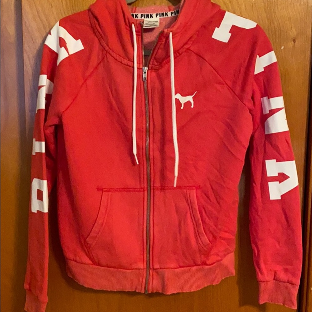 VS Pink Distressed zip up